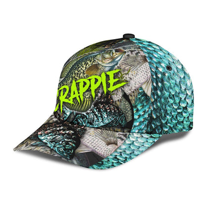 Crappie on skin Fishing hat Hook 3D design print Cap