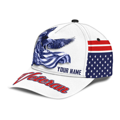 US Army Veteran American Flag Eagle Personalized Name Classic Cap