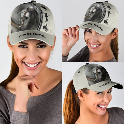Personalized Name Rodeo Classic Cap Horse Riding Art White