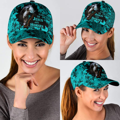 Personalized Name Rodeo Classic Cap Runs On Jesus And Horses