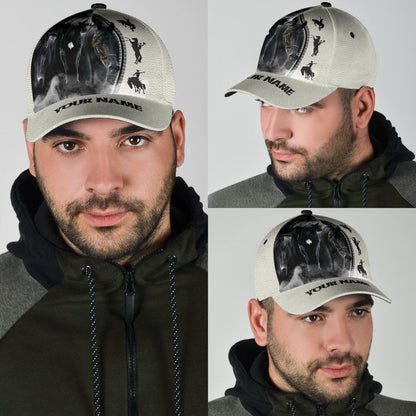 Personalized Name Rodeo Classic Cap Black Horses Ver 1