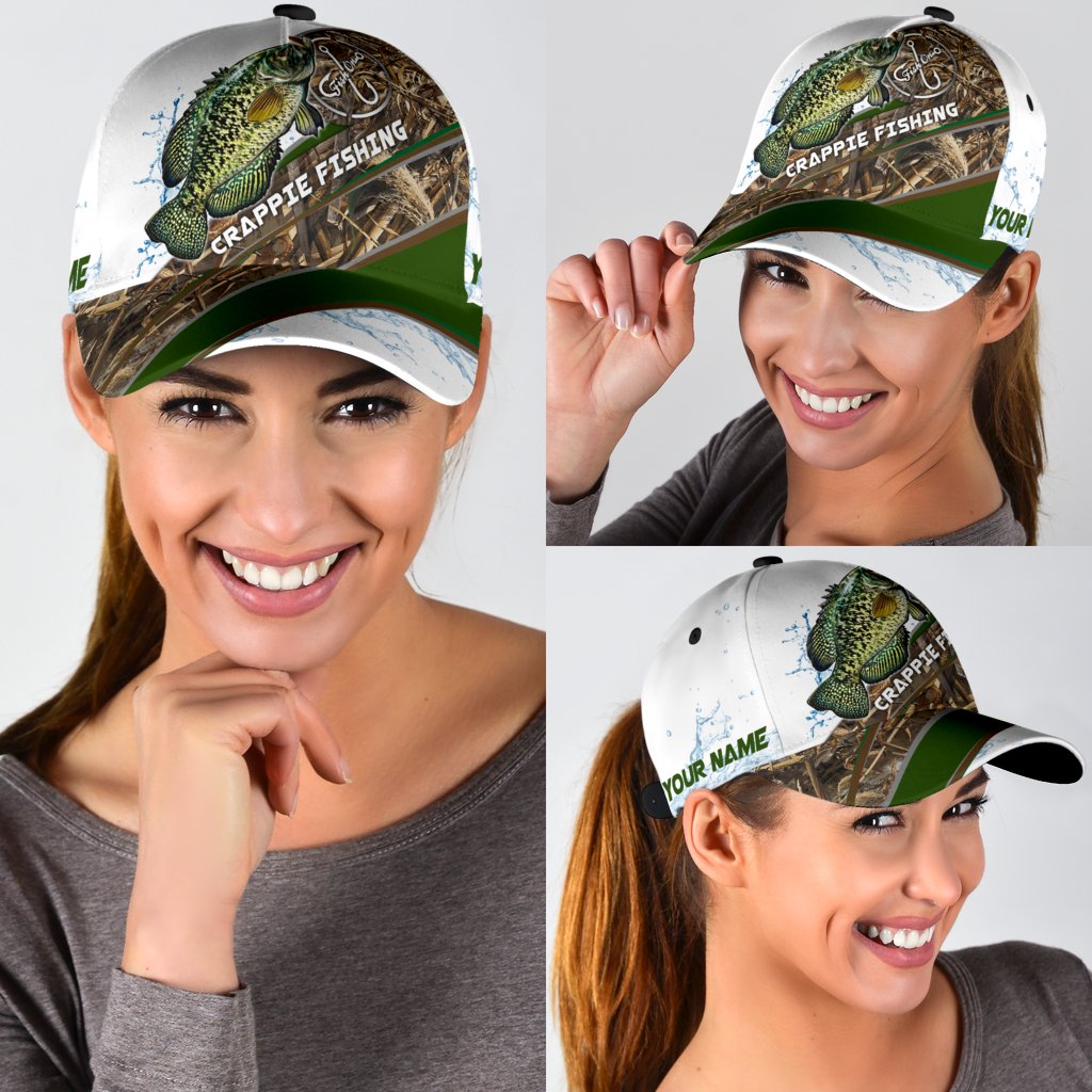 Custom Name Crappie Fishing hat Hook 3D design print Cap