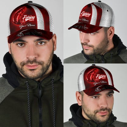 Custom Name Bass Fishing Red hat Hook 3D design print Cap NTN03072103