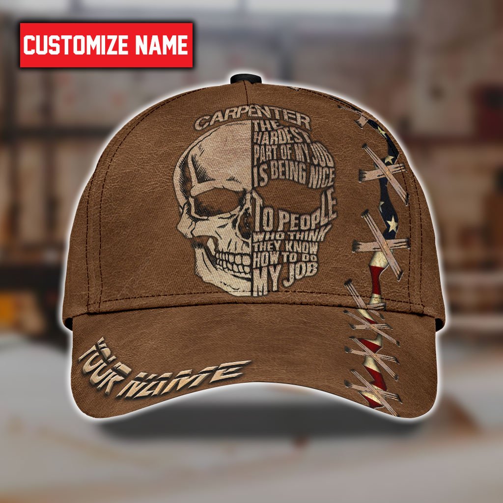 Personalized Name Carpenter Classic Cap Skull