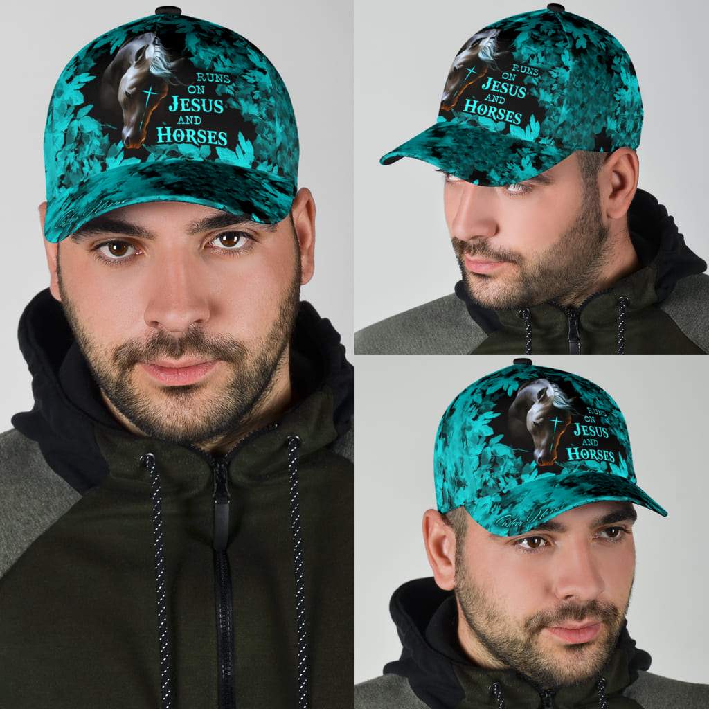 Personalized Name Rodeo Classic Cap Runs On Jesus And Horses