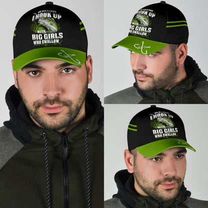 Green Bass Fishing hat Hook 3D design print Cap