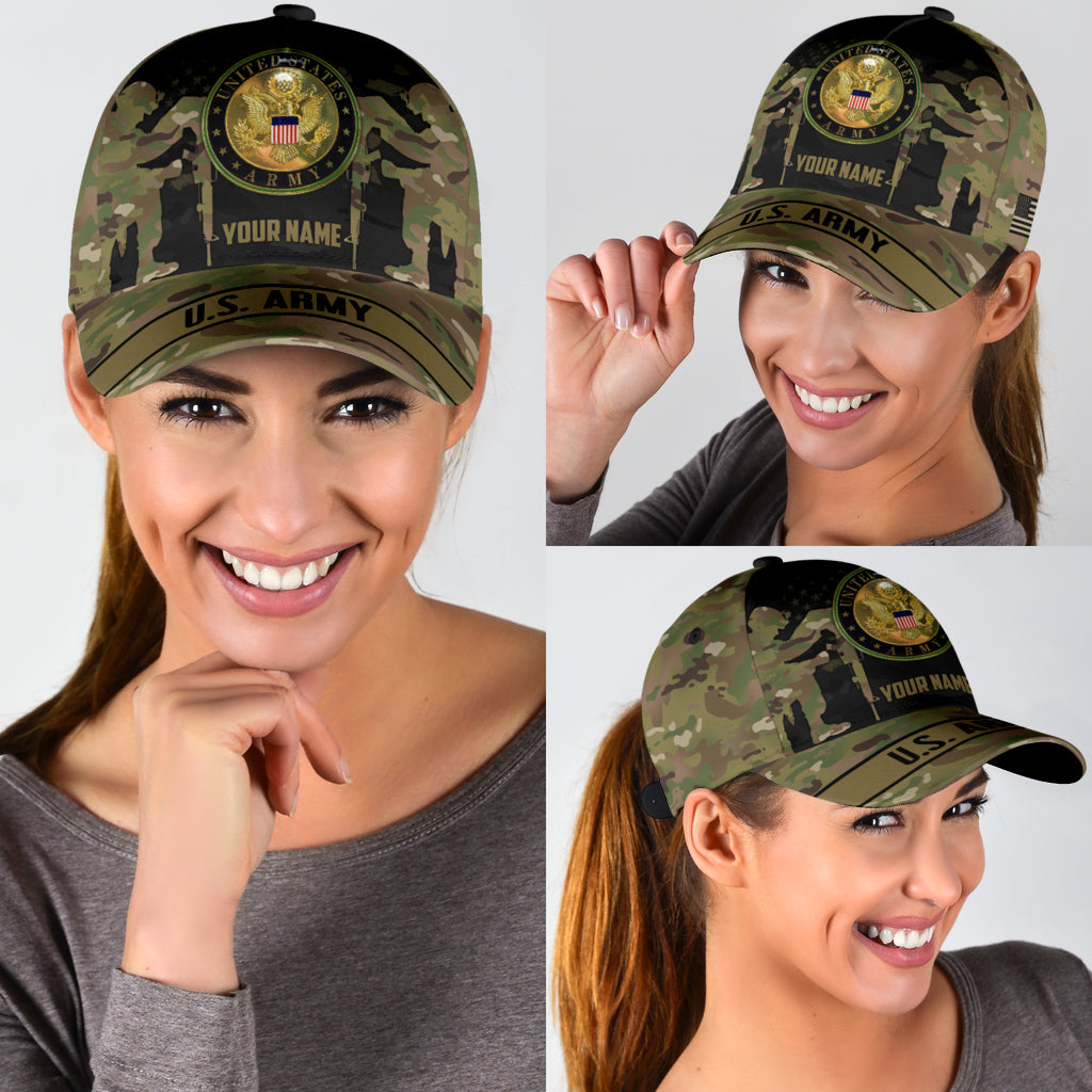 US Army Veteran Personalized Name Classic Cap