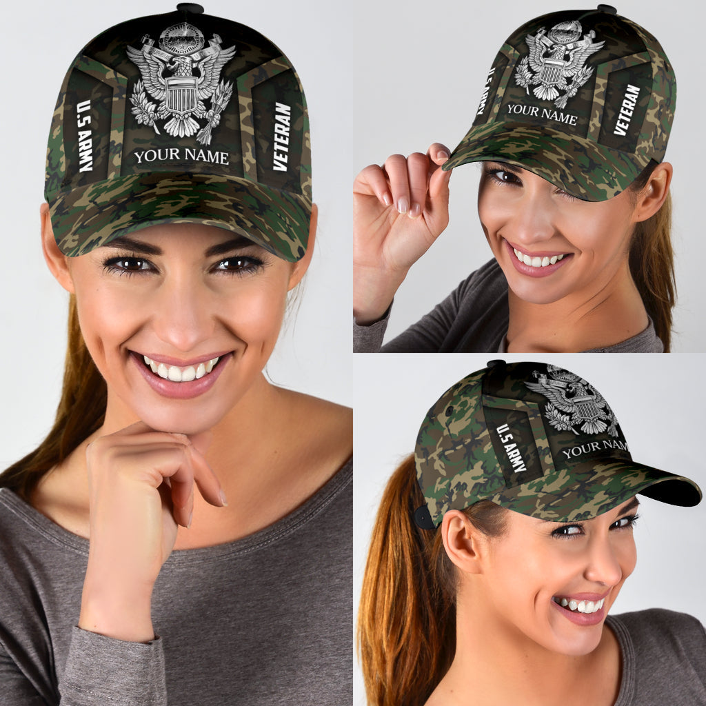 US Army Veteran Personalized Name Classic Cap