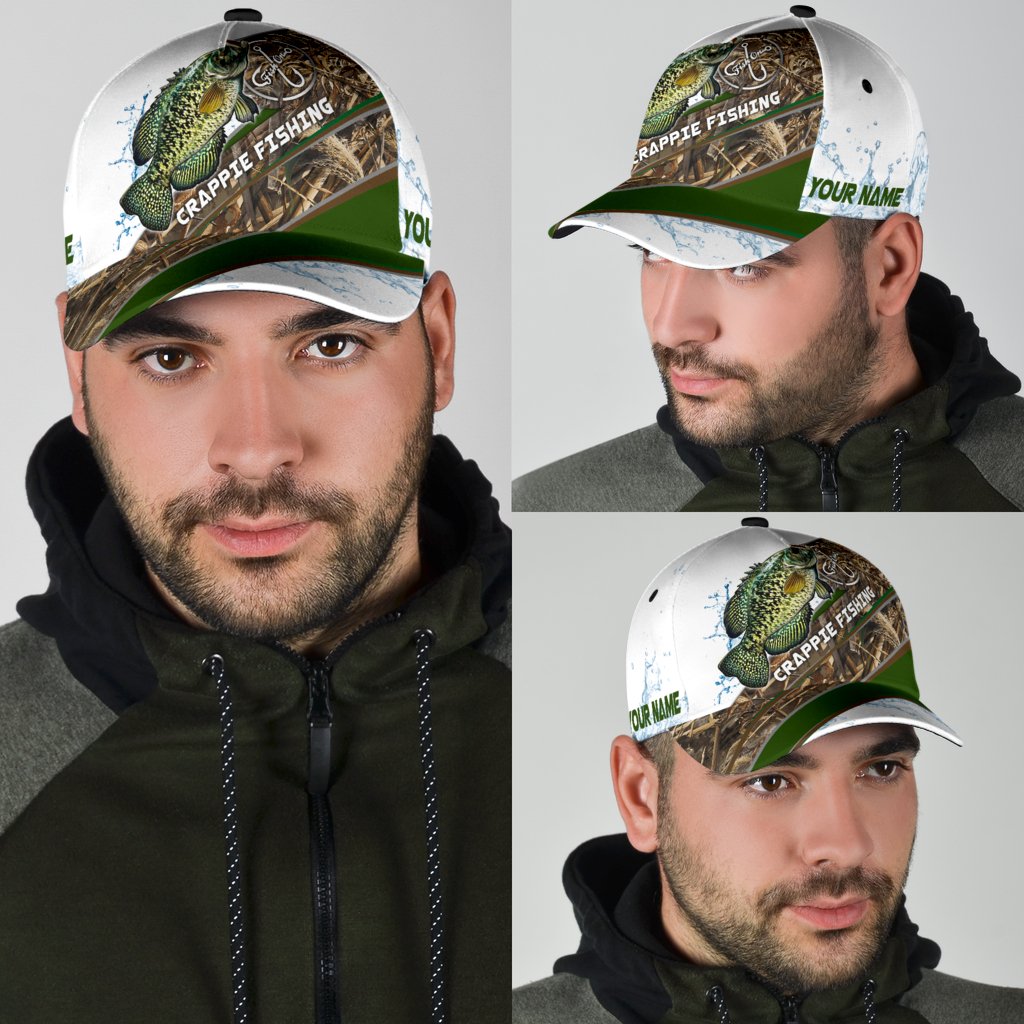 Custom Name Crappie Fishing hat Hook 3D design print Cap