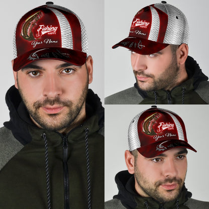 Custom Name Bass Fishing Red hat Hook 3D design print Cap NTN03072102