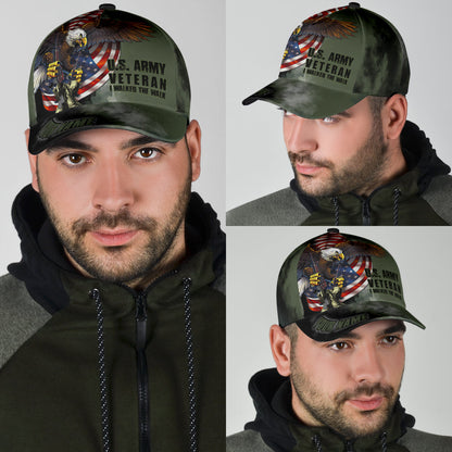 US Army Veteran American Flag Eagle Personalized Name Classic Cap