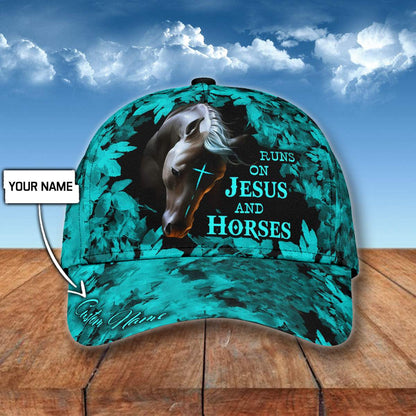 Personalized Name Rodeo Classic Cap Runs On Jesus And Horses