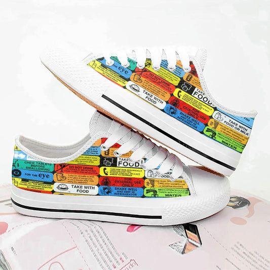 Pharmacy Warning Labels Low Top Shoes NHT170202-zpod-EU36 (US6)-Vibe Cosy™