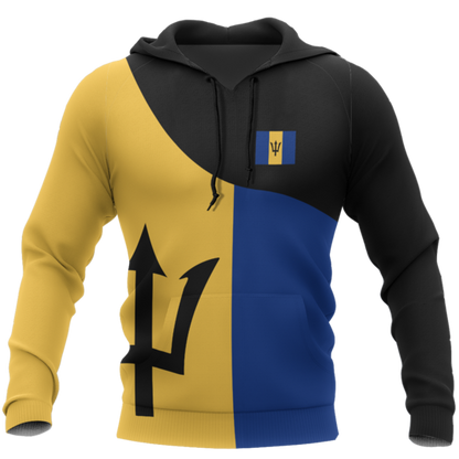 Barbados Flag Curve Concept Pullover Hoodie - Amaze Style™-Apparel