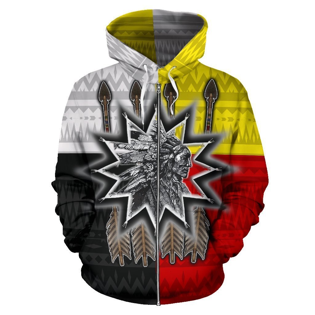 Native America Chief Zip Hoodie PL113 - Amaze Style™-Apparel