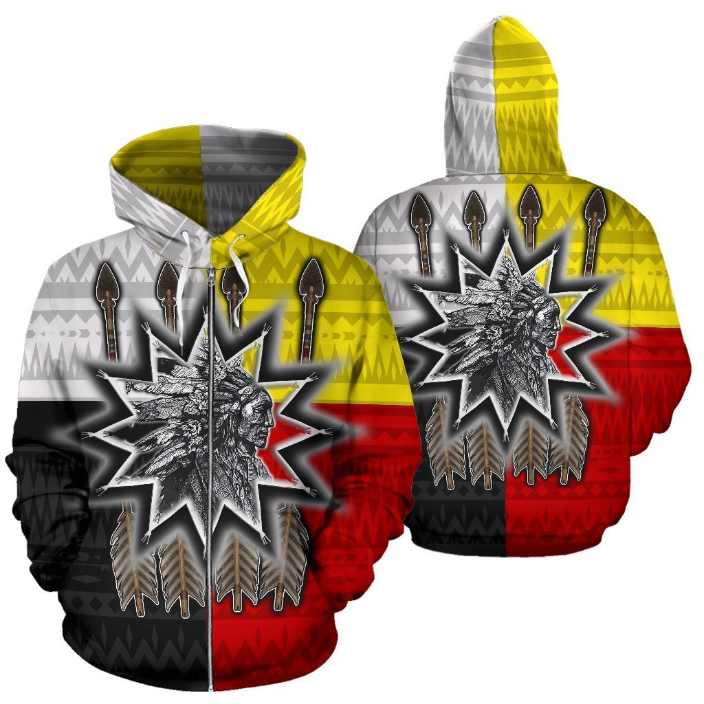 Native America Chief Zip Hoodie PL113 - Amaze Style™-Apparel