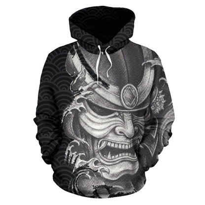 Samurai Mask Of Demon Hoodie PL077 - Amaze Style™-Apparel