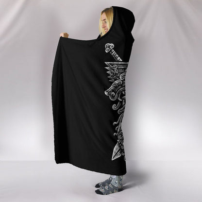 Viking Hooded Blanket Norse God Odin Wolfs Swords PL082 - Amaze Style™-HOODED BLANKETS (P)