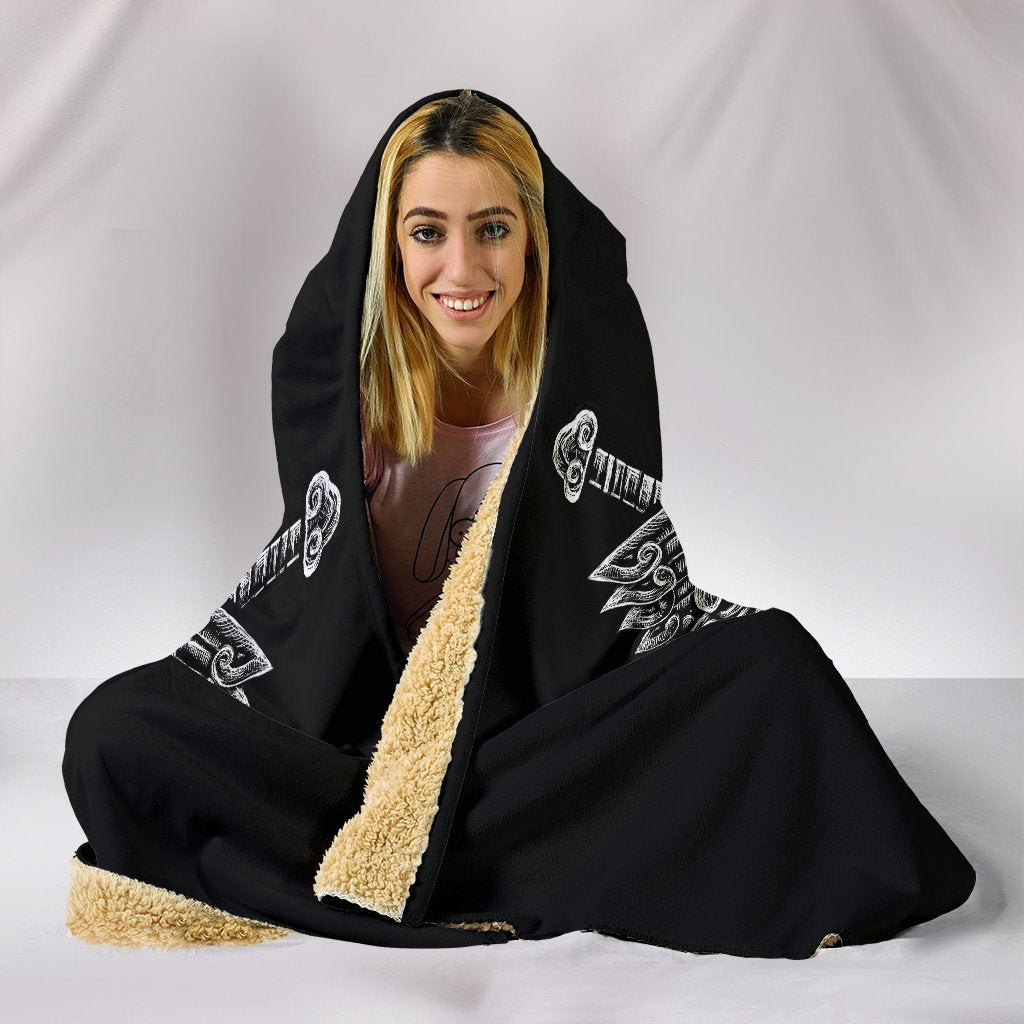 Viking Hooded Blanket Norse God Odin Wolfs Swords PL082 - Amaze Style™-HOODED BLANKETS (P)
