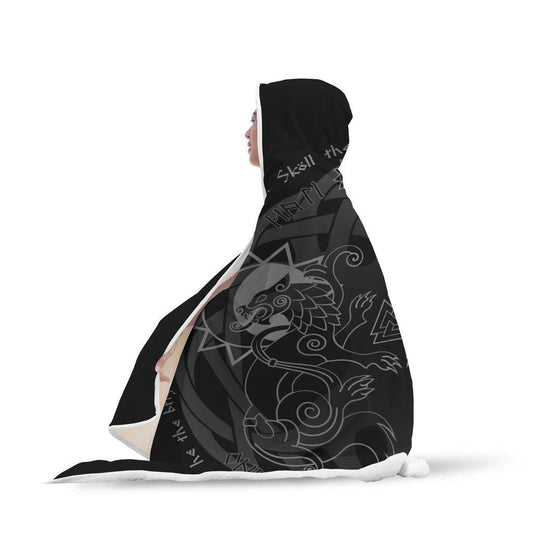 Viking Hooded Blanket - Viking Hati And Skoll Hooded Blanket PL086 - Amaze Style™-HOODED BLANKETS (P)
