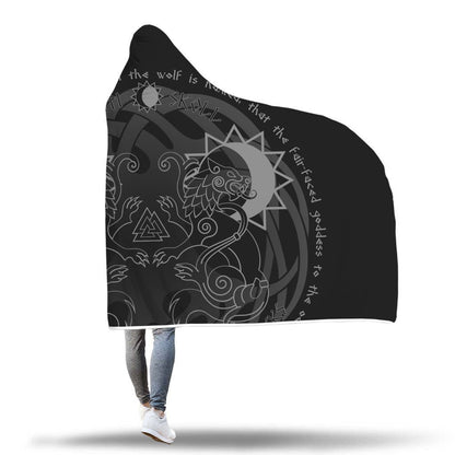 Viking Hooded Blanket - Viking Hati And Skoll Hooded Blanket PL086 - Amaze Style™-HOODED BLANKETS (P)