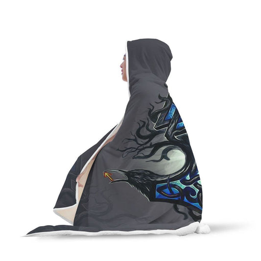 Viking Hooded Blanket - Viking Raven Hooded Blanket PL090 - Amaze Style™-HOODED BLANKETS (P)