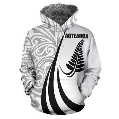 New Zealand Maori Silver Fern Hoodie Black PL144 - Amaze Style™-Apparel