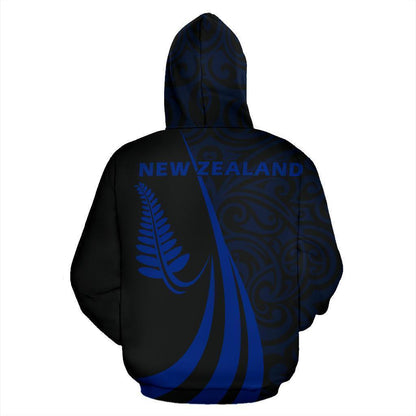 New Zealand Maori Silver Fern Hoodie Blue PL147 - Amaze Style™-Apparel