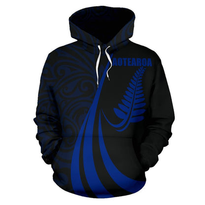 New Zealand Maori Silver Fern Hoodie Blue PL147 - Amaze Style™-Apparel