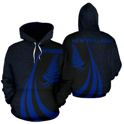 New Zealand Maori Silver Fern Hoodie Blue PL147 - Amaze Style™-Apparel