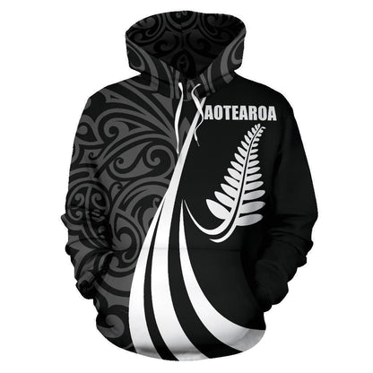 New Zealand Maori Silver Fern Hoodie White PL148 - Amaze Style™-Apparel