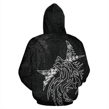 New Zealand Maori Tattoo Wolf Hoodie PL163 - Amaze Style™-Apparel