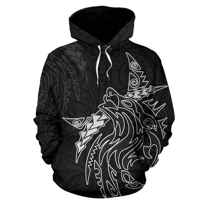 New Zealand Maori Tattoo Wolf Hoodie PL163 - Amaze Style™-Apparel