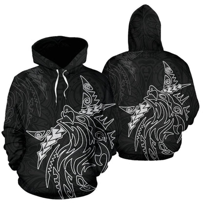 New Zealand Maori Tattoo Wolf Hoodie PL163 - Amaze Style™-Apparel