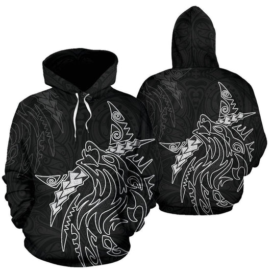 New Zealand Maori Tattoo Wolf Hoodie PL163 - Amaze Style™-Apparel
