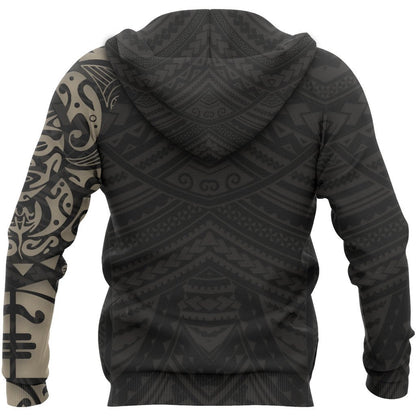 Maori Lion Tattoo New Zealand All Over Hoodie Golden PL164 - Amaze Style™-Apparel