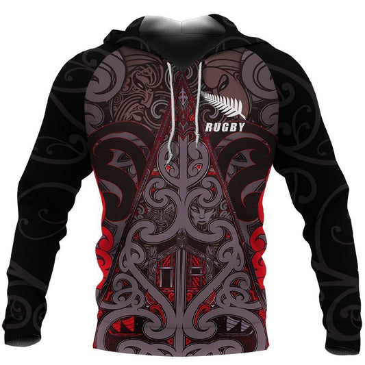 New Zealand Maori Rugby Zip Hoodie PL176 - Amaze Style™-Apparel
