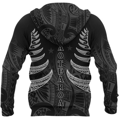 Maori Silver Fern Tattoo New Zealand Hoodie PL184 - Amaze Style™-Apparel