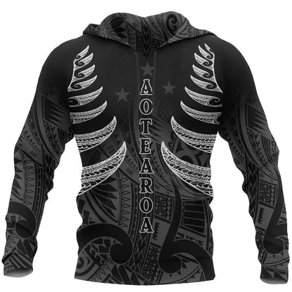 Maori Silver Fern Tattoo New Zealand Hoodie PL184 - Amaze Style™-Apparel