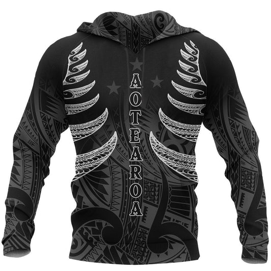 Maori Silver Fern Tattoo New Zealand Hoodie PL184 - Amaze Style™-Apparel