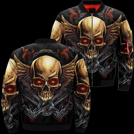 SKULL BOMBER JACKET PL242 - Amaze Style™-BOMBER JACKETS