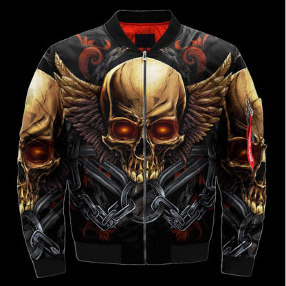 SKULL BOMBER JACKET PL242 - Amaze Style™-BOMBER JACKETS
