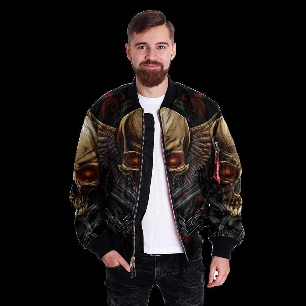 SKULL BOMBER JACKET PL242 - Amaze Style™-BOMBER JACKETS