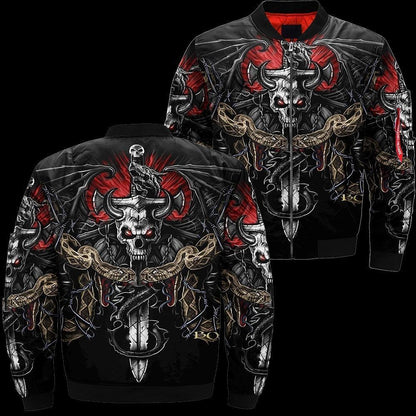 SKULL BOMBER JACKET PL243 - Amaze Style™-BOMBER JACKETS