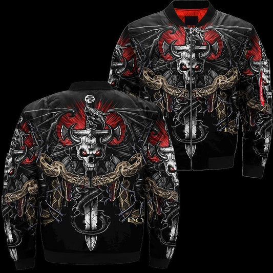 SKULL BOMBER JACKET PL243 - Amaze Style™-BOMBER JACKETS