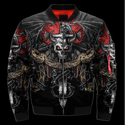 SKULL BOMBER JACKET PL243 - Amaze Style™-BOMBER JACKETS