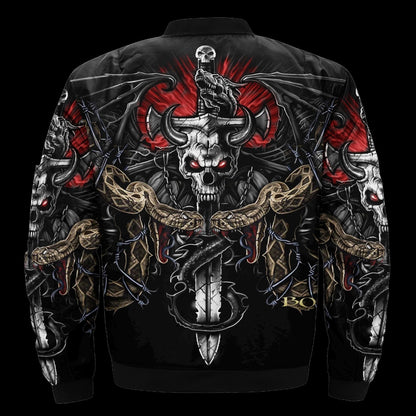 SKULL BOMBER JACKET PL243 - Amaze Style™-BOMBER JACKETS