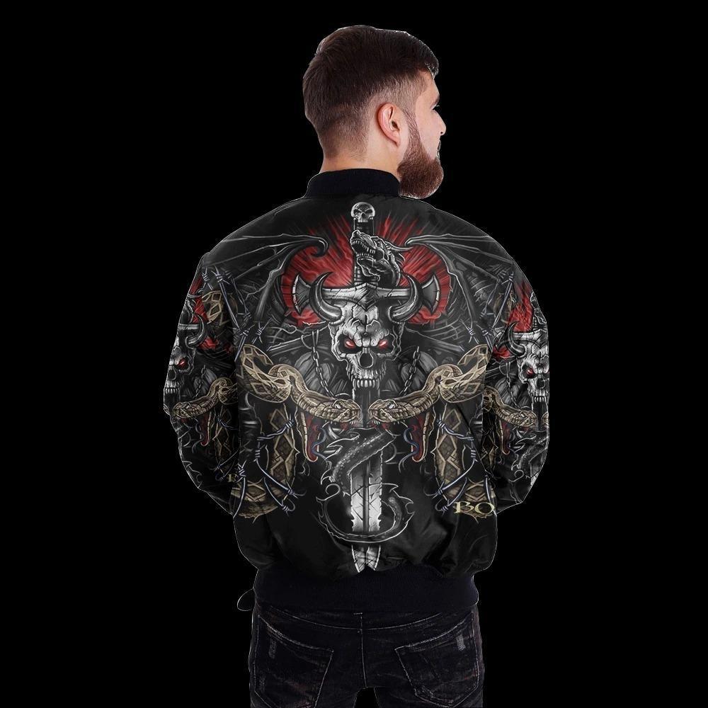 SKULL BOMBER JACKET PL243 - Amaze Style™-BOMBER JACKETS
