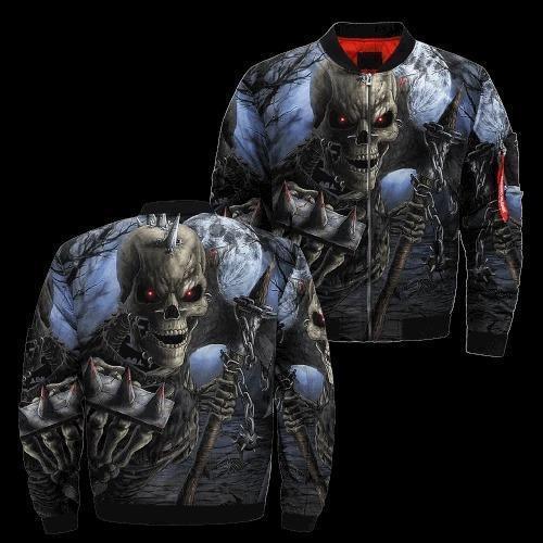 SKULL BOMBER JACKET PL263 - Amaze Style™-BOMBER JACKETS