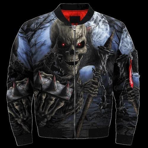 SKULL BOMBER JACKET PL263 - Amaze Style™-BOMBER JACKETS